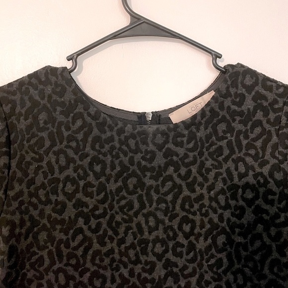 LOFT Small Tall Leopard Print Short Sleeved Dress - Picture 3 of 5